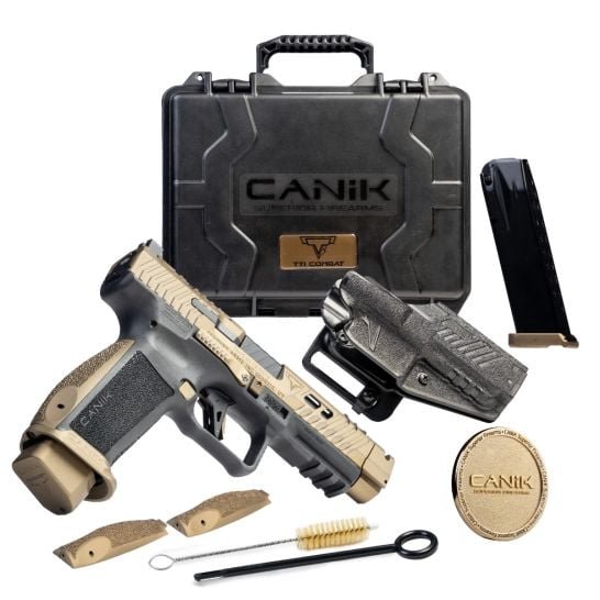 Canik TTI Combat 9mm 4.6" 18rd Pistol w/MeCanik MO3, Bronze / Black