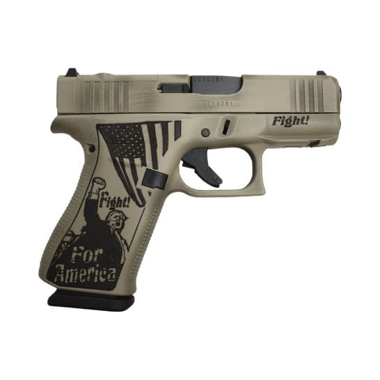 Glock 43X MOS 9MM 3.41" BBL Pistol 10RD, Distressed Verde Trump "Fight"