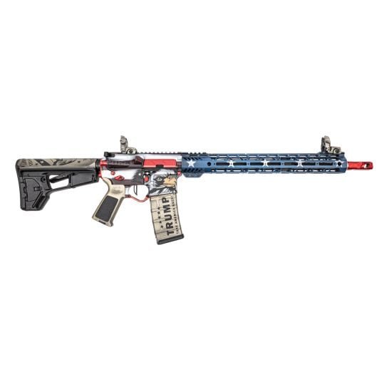 PSA Custom 16" Mid-length Pencil 5.56 NATO 1/7 Nitride 15" LtWt Mlok Rifle, 3.5 flat FCG - Trump