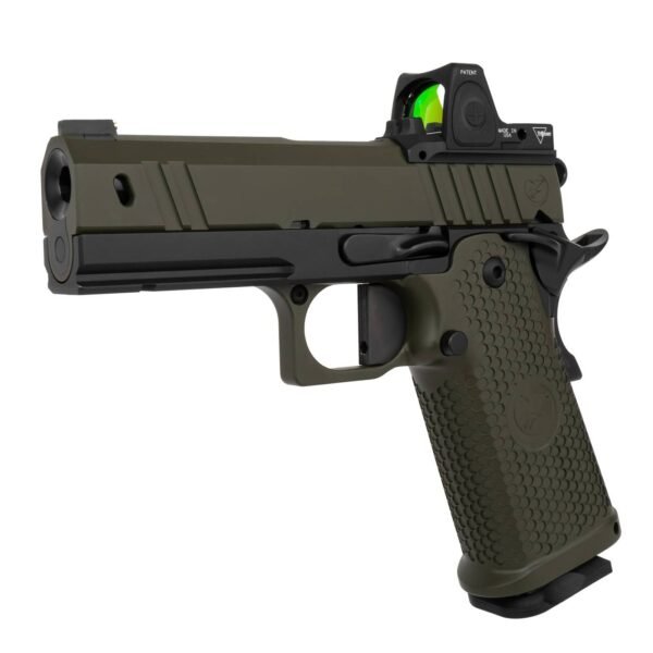 NIGHTHAWK CUSTOM TREASURER (9MM) 3.8" DLC BARREL DOUBLE STACK UPGRADE WITH OD GREEN SLIDE & GRIP PANEL AND TRIJICON RMR (3.25 MOA)