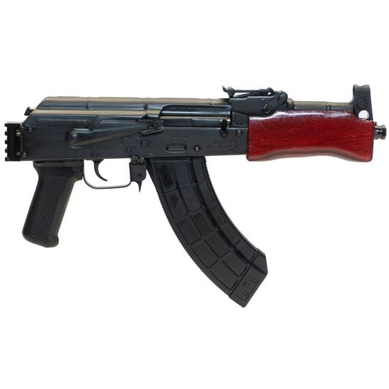Century Arms Micro Draco 7.75" 7.62X39 30rd Pistol, Black with Russian Red Furniture with Rail - HG2137PR-N